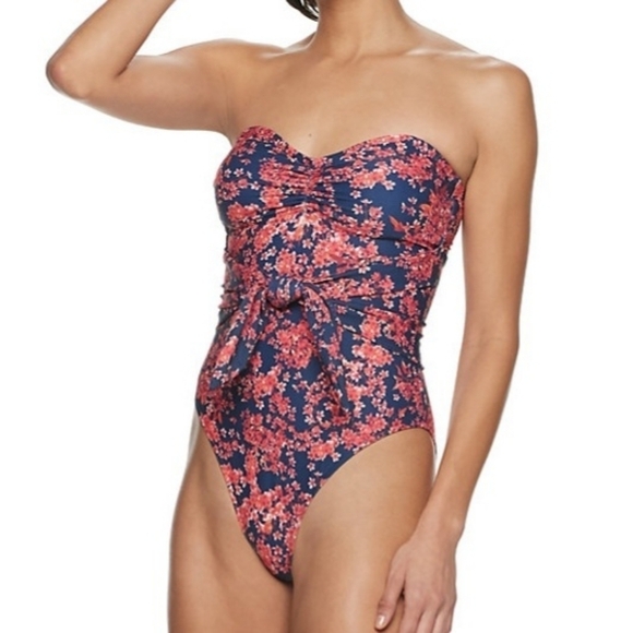 WeWoreWhat Bandeau Tie-Front One-Piece Swimsuit Size XL - Picture 1 of 5